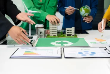 Sustainable development with renewable energy solutions, ecology concept, green business.